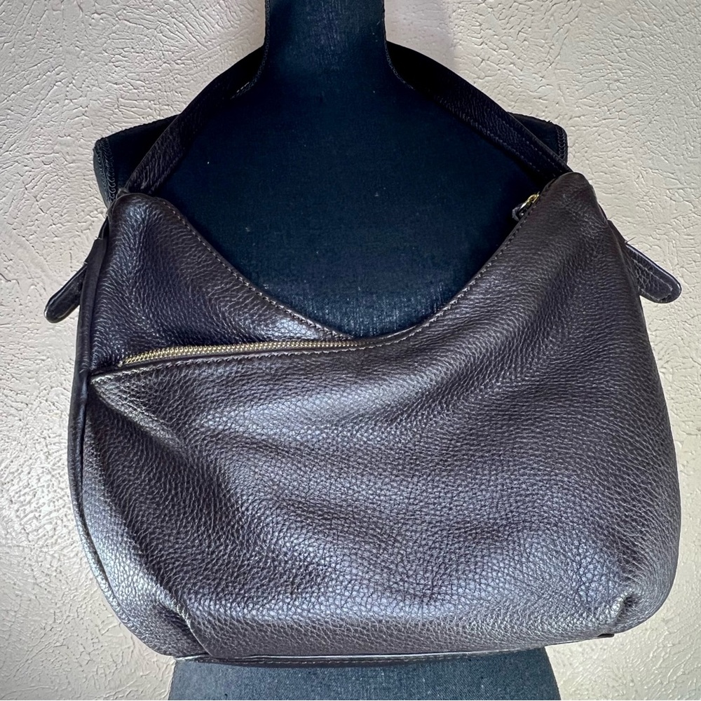The Sak Chocolate Leather Double Zipper Shoulder bag/Purse